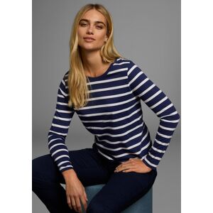 Langarmshirt AJC, Damen, Gr. 40/42 (M), blau (marine, weiß, gestreift), Single Jersey, Obermaterial: 100% Baumwolle, gestreift, figurbetont, Rundhals, abgesteppt, Shirts Langarmshirt, gestreift, Rundhalsausschnitt, aus Baumwolle, aus Single Jersey Langarmshirt AJC, Damen, Gr. 40/42 (M), blau (marine, weiß, gestreift), Single Jersey, Obermaterial: 100% Baumwolle, gestreift, figurbetont, Rundhals, abgesteppt, Shirts Langarmshirt, gestreift, Rundhalsausschnitt, aus Baumwolle, aus Single Jersey