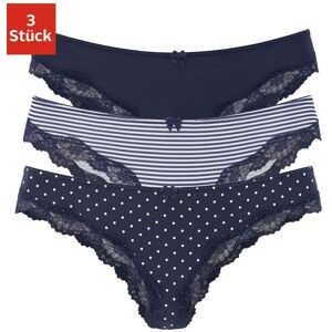 Brasilslip LASCANA, Damen, Gr. 36/38, blau (marine, gepunktet, gestreift, uni), Obermaterial: 95% Baumwolle, 5% Elasthan. Spitze: 87% Polyamid, 13% Elasthan, gepunktet, gestreift, unifarben, körpernah, Unterhosen Brasilslip, aus elastischer Baumwolle mit Brasilslip LASCANA, Damen, Gr. 36/38, blau (marine, gepunktet, gestreift, uni), Obermaterial: 95% Baumwolle, 5% Elasthan. Spitze: 87% Polyamid, 13% Elasthan, gepunktet, gestreift, unifarben, körpernah, Unterhosen Brasilslip, aus elastischer Baumwolle mit