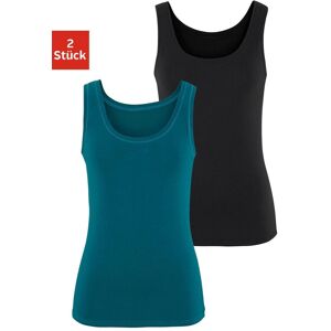 Tanktop VIVANCE "aus elastischer Baumwoll-Qualität", Damen, Gr. 44/46, grün (petrol, schwarz), Single Jersey, Obermaterial: 95% Baumwolle, 5% Elasthan, unifarben, Basic, bequem, tiefer Rundhals, Tops Tanktop Tanktop VIVANCE "aus elastischer Baumwoll-Qualität", Damen, Gr. 44/46, grün (petrol, schwarz), Single Jersey, Obermaterial: 95% Baumwolle, 5% Elasthan, unifarben, Basic, bequem, tiefer Rundhals, Tops Tanktop