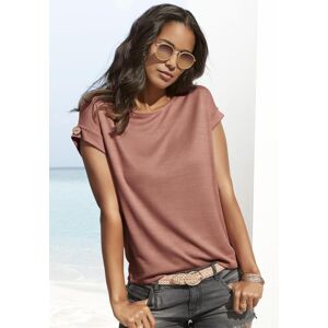Kurzarmshirt LASCANA "mit Knopfdetail am Ärmelabschluss", Damen, Gr. 40/42, rosa (altrosa), Feinstrick, Obermaterial: 50% Viskose (LENZING™ ECOVERO™), 46% Polyester, 4% Elasthan, unifarben, Basic, bequem, Rundhals, mit Umschlag mit Knöpfen, Shirts Kurzarm Kurzarmshirt LASCANA "mit Knopfdetail am Ärmelabschluss", Damen, Gr. 40/42, rosa (altrosa), Feinstrick, Obermaterial: 50% Viskose (LENZING™ ECOVERO™), 46% Polyester, 4% Elasthan, unifarben, Basic, bequem, Rundhals, mit Umschlag mit Knöpfen, Shirts Kurzarm