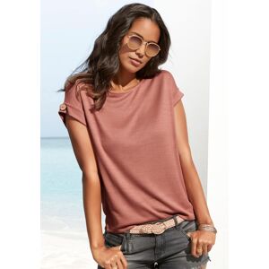 Kurzarmshirt LASCANA "mit Knopfdetail am Ärmelabschluss", Damen, Gr. 48/50, rosa (altrosa), Feinstrick, Obermaterial: 50% Viskose (LENZING™ ECOVERO™), 46% Polyester, 4% Elasthan, unifarben, Basic, bequem, Rundhals, mit Umschlag mit Knöpfen, Shirts Kurzarm Kurzarmshirt LASCANA "mit Knopfdetail am Ärmelabschluss", Damen, Gr. 48/50, rosa (altrosa), Feinstrick, Obermaterial: 50% Viskose (LENZING™ ECOVERO™), 46% Polyester, 4% Elasthan, unifarben, Basic, bequem, Rundhals, mit Umschlag mit Knöpfen, Shirts Kurzarm