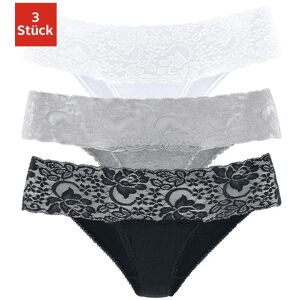 Brasilslip VIVANCE, Damen, Gr. 40/42, schwarz-weiss (weiß, grau, meliert, schwarz), Single Jersey, Obermaterial: 95% Baumwolle, 5% Elasthan. Spitze: 93% Polyamid, 7% Elasthan (LYCRA), unifarben, bequem, Unterhosen Brasilslip, aus elastischer Baumwolle mit Brasilslip VIVANCE, Damen, Gr. 40/42, schwarz-weiss (weiß, grau, meliert, schwarz), Single Jersey, Obermaterial: 95% Baumwolle, 5% Elasthan. Spitze: 93% Polyamid, 7% Elasthan (LYCRA), unifarben, bequem, Unterhosen Brasilslip, aus elastischer Baumwolle mit