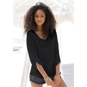 Strandshirt BUFFALO, Damen, Gr. 44/46, schwarz, Jersey, Obermaterial: 100% Viskose. Einsatz: 100% Baumwolle, unifarben, figurumspielend hüftlang, Rundhals, mit Riegel, Shirts Strandshirt, mit Stickerei und Quasten, Tunika, 3/4-Arm, Blusenshirt Strandshirt BUFFALO, Damen, Gr. 44/46, schwarz, Jersey, Obermaterial: 100% Viskose. Einsatz: 100% Baumwolle, unifarben, figurumspielend hüftlang, Rundhals, mit Riegel, Shirts Strandshirt, mit Stickerei und Quasten, Tunika, 3/4-Arm, Blusenshirt