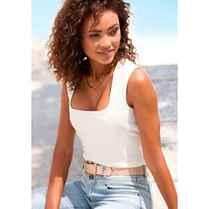 Tanktop LASCANA, Damen, Gr. 32/34, weiss (weiß), Jersey, Obermaterial: 95% Polyester, 5% Elasthan, unifarben, figurbetont hüftlang, eckiger Ausschnitt, Tops Tanktop, aus bügelfreiem Material, elegantes Basic-Top mit breiten Trägern Tanktop LASCANA, Damen, Gr. 32/34, weiss (weiß), Jersey, Obermaterial: 95% Polyester, 5% Elasthan, unifarben, figurbetont hüftlang, eckiger Ausschnitt, Tops Tanktop, aus bügelfreiem Material, elegantes Basic-Top mit breiten Trägern
