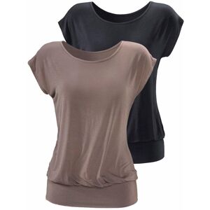 Longshirt LASCANA "mit breitem Bund", Damen, Gr. 32/34, grau (taupe, schwarz), Obermaterial: 95% Viskose (LENZING™ ECOVERO™), 5% Elasthan, unifarben, bequem lang, Rundhals, Shirts Longshirt, aus weichem Viskose-Stretch Longshirt LASCANA "mit breitem Bund", Damen, Gr. 32/34, grau (taupe, schwarz), Obermaterial: 95% Viskose (LENZING™ ECOVERO™), 5% Elasthan, unifarben, bequem lang, Rundhals, Shirts Longshirt, aus weichem Viskose-Stretch