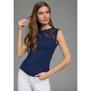 Spitzentop LAURA SCOTT, Damen, Gr. 34, navy, Jersey, Obermaterial: 95% Viskose, 5% Elasthan. Spitze: 92% Polyamid, 8% Elasthan, unifarben, körpernah hüftlang, Rundhals, Tops Spitzentop, mit edler Zierborte Spitzentop LAURA SCOTT, Damen, Gr. 34, navy, Jersey, Obermaterial: 95% Viskose, 5% Elasthan. Spitze: 92% Polyamid, 8% Elasthan, unifarben, körpernah hüftlang, Rundhals, Tops Spitzentop, mit edler Zierborte