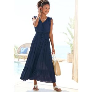 Maxikleid LASCANA, Damen, Gr. 42, N-Gr, blau (marine), Crêpe, Obermaterial: 100% Viskose, unifarben, figurumspielend knöchelfrei, V-Ausschnitt, Kleider Maxikleid, mit tiefem Ausschnitt aus gekreppter Viskose Maxikleid LASCANA, Damen, Gr. 42, N-Gr, blau (marine), Crêpe, Obermaterial: 100% Viskose, unifarben, figurumspielend knöchelfrei, V-Ausschnitt, Kleider Maxikleid, mit tiefem Ausschnitt aus gekreppter Viskose
