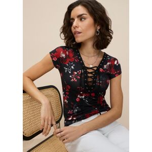 T-Shirt LAURA SCOTT, Damen, Gr. 48, schwarz, Jersey, Obermaterial: 95% Viskose, 5% Elasthan, bedruckt, geblümt, gemustert, mehrfarbig, figurbetont hüftbedeckend, tiefer V-Ausschnitt, Shirts T-Shirt, figurbetont, tiefer V-Ausschnitt, elastisches Material T-Shirt LAURA SCOTT, Damen, Gr. 48, schwarz, Jersey, Obermaterial: 95% Viskose, 5% Elasthan, bedruckt, geblümt, gemustert, mehrfarbig, figurbetont hüftbedeckend, tiefer V-Ausschnitt, Shirts T-Shirt, figurbetont, tiefer V-Ausschnitt, elastisches Material