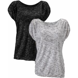 Kurzarmshirt LASCANA "mit Schulterraffung", Damen, Gr. 32/34, schwarz-weiss (schwarz, weiß), Obermaterial: 90% Viskose, 10% Polyester, meliert, bequem, tiefer Rundhals, Shirts Kurzarmshirt, aus weicher Viskose-Qualität Kurzarmshirt LASCANA "mit Schulterraffung", Damen, Gr. 32/34, schwarz-weiss (schwarz, weiß), Obermaterial: 90% Viskose, 10% Polyester, meliert, bequem, tiefer Rundhals, Shirts Kurzarmshirt, aus weicher Viskose-Qualität