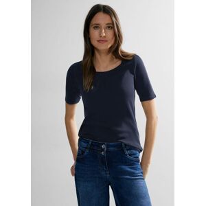 T-Shirt CECIL "Style Lena", Damen, Gr. XS (36), blau (universal blau), Jersey, Obermaterial: 100% Baumwolle, unifarben, körpernah hüftlang, Rundhals, abgestepptes Bündchen, Shirts T-Shirt, mit klassischem Rundhalsausschnitt T-Shirt CECIL "Style Lena", Damen, Gr. XS (36), blau (universal blau), Jersey, Obermaterial: 100% Baumwolle, unifarben, körpernah hüftlang, Rundhals, abgestepptes Bündchen, Shirts T-Shirt, mit klassischem Rundhalsausschnitt