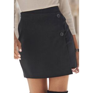 Hosenrock BUFFALO, Damen, Gr. 34, schwarz, Jersey, Obermaterial: 80% Polyester, 18% Viskose, 2% Elasthan, unifarben, figurbetont mini, Röcke Hosenrock, in Wickeloptik mit Zierknöpfen, Skort, casual-chic, elegant Hosenrock BUFFALO, Damen, Gr. 34, schwarz, Jersey, Obermaterial: 80% Polyester, 18% Viskose, 2% Elasthan, unifarben, figurbetont mini, Röcke Hosenrock, in Wickeloptik mit Zierknöpfen, Skort, casual-chic, elegant