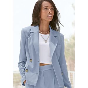 Kurzblazer LASCANA, Damen, Gr. 34, blau (hellblau), Web, Obermaterial: 64% Polyester, 32% Viskose, 4% Elasthan. Futter: 100% Polyester, unifarben, figurbetont hüftlang, Blazer Kurzblazer, mit doppelreihigem Knopfverschluss, Damenblazer, sportlich-elegant Kurzblazer LASCANA, Damen, Gr. 34, blau (hellblau), Web, Obermaterial: 64% Polyester, 32% Viskose, 4% Elasthan. Futter: 100% Polyester, unifarben, figurbetont hüftlang, Blazer Kurzblazer, mit doppelreihigem Knopfverschluss, Damenblazer, sportlich-elegant