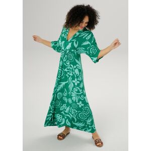Maxikleid ANISTON SELECTED, Damen, Gr. 40, N-Gr, grün (dunkelgrün, grün), Single Jersey, Obermaterial: 95% Viskose, 5% Elasthan, bedruckt, lässig geschnitten knöchelfrei, V-Ausschnitt, weit, Kleider Maxikleid, mit weiten, 3/4-langen Ärmeln Maxikleid ANISTON SELECTED, Damen, Gr. 40, N-Gr, grün (dunkelgrün, grün), Single Jersey, Obermaterial: 95% Viskose, 5% Elasthan, bedruckt, lässig geschnitten knöchelfrei, V-Ausschnitt, weit, Kleider Maxikleid, mit weiten, 3/4-langen Ärmeln
