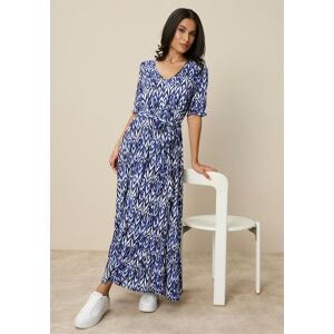 Jerseykleid TAMARIS, Damen, Gr. 40, N-Gr, blau (blau gemustert), Single Jersey, Obermaterial: 95% Viskose, 5% Elasthan, geblümt, figurumspielend knöchellang, V-Ausschnitt, Puffärmel Volant mit Gummizug, Kleider Jerseykleid, mit verspielten Ärmeln, figurum Jerseykleid TAMARIS, Damen, Gr. 40, N-Gr, blau (blau gemustert), Single Jersey, Obermaterial: 95% Viskose, 5% Elasthan, geblümt, figurumspielend knöchellang, V-Ausschnitt, Puffärmel Volant mit Gummizug, Kleider Jerseykleid, mit verspielten Ärmeln, figurum