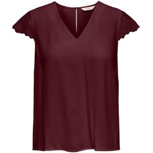 Kurzarmbluse ONLY "ONLELVA-VIA S/S DETAIL TOP WVN CS FR", Damen, Gr. S, port royale, Web, Obermaterial: 100% Viskose, unifarben, normal, V-Ausschnitt, Blusen Kurzarmbluse, Viskose, Spitze Kurzarmbluse ONLY "ONLELVA-VIA S/S DETAIL TOP WVN CS FR", Damen, Gr. S, port royale, Web, Obermaterial: 100% Viskose, unifarben, normal, V-Ausschnitt, Blusen Kurzarmbluse, Viskose, Spitze