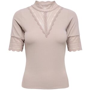 Spitzenshirt ONLY "ONLTILDE HIGHNECK S/S TOP JRS NOOS", Damen, Gr. M, beige (etherea), Jersey, Obermaterial: 95% Viskose, 5% Elasthan, unifarben, slim fit normal, hoch geschlossener Ausschnitt, Shirts Spitzenshirt Spitzenshirt ONLY "ONLTILDE HIGHNECK S/S TOP JRS NOOS", Damen, Gr. M, beige (etherea), Jersey, Obermaterial: 95% Viskose, 5% Elasthan, unifarben, slim fit normal, hoch geschlossener Ausschnitt, Shirts Spitzenshirt