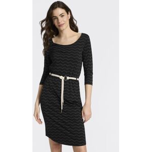 Jerseykleid RAGWEAR "LILITHA ZIG ZAG O", Damen, Gr. L, N-Gr, schwarz, Jersey, Obermaterial: 50% Baumwolle, 50% Modal, gemustert, kniefrei, Rundhals, Kleider Jerseykleid, mit Taillen-Bindegürtel Jerseykleid RAGWEAR "LILITHA ZIG ZAG O", Damen, Gr. L, N-Gr, schwarz, Jersey, Obermaterial: 50% Baumwolle, 50% Modal, gemustert, kniefrei, Rundhals, Kleider Jerseykleid, mit Taillen-Bindegürtel
