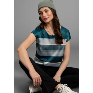 Shirtbluse LAURA SCOTT, Damen, Gr. 42, blau (petrol, mint), Satin, Obermaterial: 100% Polyester. Rückenteil: 95% Viskose, 5% Elasthan, gestreift, glänzend, mehrfarbig, figurumspielend hüftbedeckend, Rundhals, angeschnitten, Blusen Shirtbluse, in modischem Shirtbluse LAURA SCOTT, Damen, Gr. 42, blau (petrol, mint), Satin, Obermaterial: 100% Polyester. Rückenteil: 95% Viskose, 5% Elasthan, gestreift, glänzend, mehrfarbig, figurumspielend hüftbedeckend, Rundhals, angeschnitten, Blusen Shirtbluse, in modischem