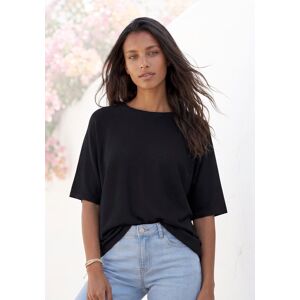 Kurzarmshirt VIVANCE "mit Lochstrickmuster", Damen, Gr. 44/46, schwarz, Feinstrick, Obermaterial: 85% Viskose (LENZING™ ECOVERO™), 15% Polyester, unifarben, lässig geschnitten normal, Rundhals, Shirts Kurzarmshirt, aus weichem Viskose-Strick Kurzarmshirt VIVANCE "mit Lochstrickmuster", Damen, Gr. 44/46, schwarz, Feinstrick, Obermaterial: 85% Viskose (LENZING™ ECOVERO™), 15% Polyester, unifarben, lässig geschnitten normal, Rundhals, Shirts Kurzarmshirt, aus weichem Viskose-Strick