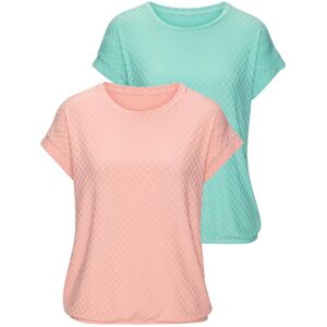 Kurzarmshirt VIVANCE "mit modischem Jacquard-Muster", Damen, Gr. 32/34, mint. peach, Obermaterial: 63% Polyester, 29% Viskose, 8% Elasthan, unifarben, figurumspielend, Rundhals, Shirts Kurzarmshirt, mit schönem Jacqaurdmuster Kurzarmshirt VIVANCE "mit modischem Jacquard-Muster", Damen, Gr. 32/34, mint. peach, Obermaterial: 63% Polyester, 29% Viskose, 8% Elasthan, unifarben, figurumspielend, Rundhals, Shirts Kurzarmshirt, mit schönem Jacqaurdmuster
