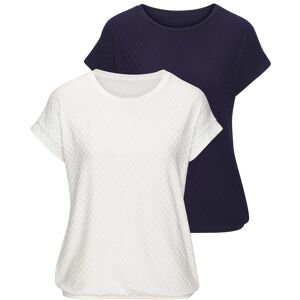 Kurzarmshirt VIVANCE "mit modischem Jacquard-Muster", Damen, Gr. 32/34, sanftes weiß, navy, Obermaterial: 63% Polyester, 29% Viskose, 8% Elasthan, unifarben, figurumspielend, Rundhals, Shirts Kurzarmshirt, mit schönem Jacqaurdmuster Kurzarmshirt VIVANCE "mit modischem Jacquard-Muster", Damen, Gr. 32/34, sanftes weiß, navy, Obermaterial: 63% Polyester, 29% Viskose, 8% Elasthan, unifarben, figurumspielend, Rundhals, Shirts Kurzarmshirt, mit schönem Jacqaurdmuster