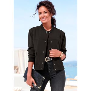 Bomberjacke LASCANA, Damen, Gr. 44, schwarz, Stoff, Obermaterial: 95% Polyester, 5% Elasthan. Futter: 100% Polyester, unifarben, figurumspielend hüftlang, angesetztes Bündchen, Jacken Bomberjacke, mit Druckknöpfen, Kurzjacke, sportlich-chic Bomberjacke LASCANA, Damen, Gr. 44, schwarz, Stoff, Obermaterial: 95% Polyester, 5% Elasthan. Futter: 100% Polyester, unifarben, figurumspielend hüftlang, angesetztes Bündchen, Jacken Bomberjacke, mit Druckknöpfen, Kurzjacke, sportlich-chic
