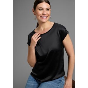 Shirtbluse LAURA SCOTT "mit Satin-Vorderteil und hochflexiblen Jersey-Rücken", Damen, Gr. 36, schwarz, Web, Obermaterial: 100% Polyester. Rückenteil: 95% Viskose, 5% Elasthan, leicht glänzend, unifarben, lässig geschnitten hüftlang, Rundhals, angeschnitte Shirtbluse LAURA SCOTT "mit Satin-Vorderteil und hochflexiblen Jersey-Rücken", Damen, Gr. 36, schwarz, Web, Obermaterial: 100% Polyester. Rückenteil: 95% Viskose, 5% Elasthan, leicht glänzend, unifarben, lässig geschnitten hüftlang, Rundhals, angeschnitte