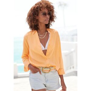 Hemdbluse LASCANA, Damen, Gr. 36, orange (mango peach), Web, Obermaterial: 58% Viskose, 28% Baumwolle, 14% Leinen, unifarben, figurumspielend hüftbedeckend, V-Ausschnitt, 2-Knopf-Manschette, Blusen Hemdbluse, aus Leinenmix, Damenbluse mit Hemdkragen und K Hemdbluse LASCANA, Damen, Gr. 36, orange (mango peach), Web, Obermaterial: 58% Viskose, 28% Baumwolle, 14% Leinen, unifarben, figurumspielend hüftbedeckend, V-Ausschnitt, 2-Knopf-Manschette, Blusen Hemdbluse, aus Leinenmix, Damenbluse mit Hemdkragen und K