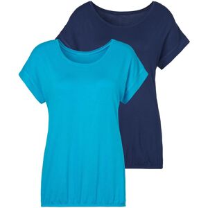Kurzarmshirt VIVANCE "mit Gummizug im Bund", Damen, Gr. 40/42, blau (türkis, navy), Obermaterial: 95% Viskose (LENZING™ ECOVERO™), 5% Elasthan, unifarben, Basic, figurumspielend normal, Rundhals, angeschnitten, Shirts Kurzarmshirt, Sommershirts aus weiche Kurzarmshirt VIVANCE "mit Gummizug im Bund", Damen, Gr. 40/42, blau (türkis, navy), Obermaterial: 95% Viskose (LENZING™ ECOVERO™), 5% Elasthan, unifarben, Basic, figurumspielend normal, Rundhals, angeschnitten, Shirts Kurzarmshirt, Sommershirts aus weiche