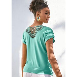 Kurzarmshirt VIVANCE "mit sommerlicher Häkelspitze am Rücken", Damen, Gr. 40/42, grün (mint), Single Jersey, Obermaterial: 95% Viskose (LENZING™ ECOVERO™), 5% Elasthan. Spitze: 100% Baumwolle, unifarben, lässig geschnitten normal, Rundhals, angeschnitten, Kurzarmshirt VIVANCE "mit sommerlicher Häkelspitze am Rücken", Damen, Gr. 40/42, grün (mint), Single Jersey, Obermaterial: 95% Viskose (LENZING™ ECOVERO™), 5% Elasthan. Spitze: 100% Baumwolle, unifarben, lässig geschnitten normal, Rundhals, angeschnitten,