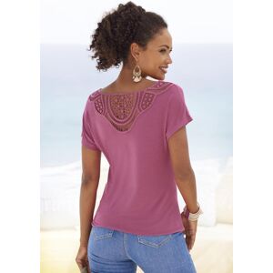 Kurzarmshirt VIVANCE "mit sommerlicher Häkelspitze am Rücken", Damen, Gr. 44/46, lila (beere), Single Jersey, Obermaterial: 95% Viskose (LENZING™ ECOVERO™), 5% Elasthan. Spitze: 100% Baumwolle, unifarben, lässig geschnitten normal, Rundhals, angeschnitten Kurzarmshirt VIVANCE "mit sommerlicher Häkelspitze am Rücken", Damen, Gr. 44/46, lila (beere), Single Jersey, Obermaterial: 95% Viskose (LENZING™ ECOVERO™), 5% Elasthan. Spitze: 100% Baumwolle, unifarben, lässig geschnitten normal, Rundhals, angeschnitten