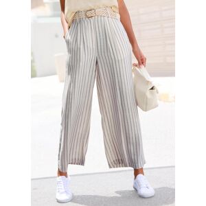 Bundfaltenhose LASCANA "gestreift aus leichtem Leinenmix mit weitem, luftigem Bein", Damen, Gr. 42, N-Gr, schwarz-weiss (creme, schwarz gestreift), Web, Obermaterial: 85% Viskose, 15% Leinen, gestreift, figurumspielend lang, Hosen Bundfaltenhose, mit Tasc Bundfaltenhose LASCANA "gestreift aus leichtem Leinenmix mit weitem, luftigem Bein", Damen, Gr. 42, N-Gr, schwarz-weiss (creme, schwarz gestreift), Web, Obermaterial: 85% Viskose, 15% Leinen, gestreift, figurumspielend lang, Hosen Bundfaltenhose, mit Tasc