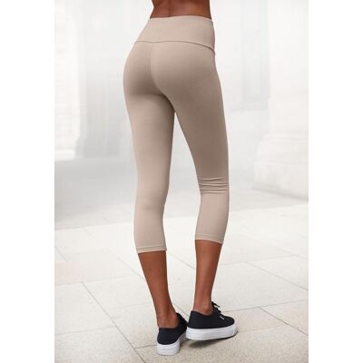 Caprileggings LASCANA, Damen, Gr. 44/46, N-Gr, beige, Single Jersey, Obermaterial: 95% Baumwolle, 5% Elasthan, unifarben, Basic, Basic kniebedeckend, Hosen Caprileggings, mit breitem weichem Bündchen, Loungewear Caprileggings LASCANA, Damen, Gr. 44/46, N-Gr, beige, Single Jersey, Obermaterial: 95% Baumwolle, 5% Elasthan, unifarben, Basic, Basic kniebedeckend, Hosen Caprileggings, mit breitem weichem Bündchen, Loungewear