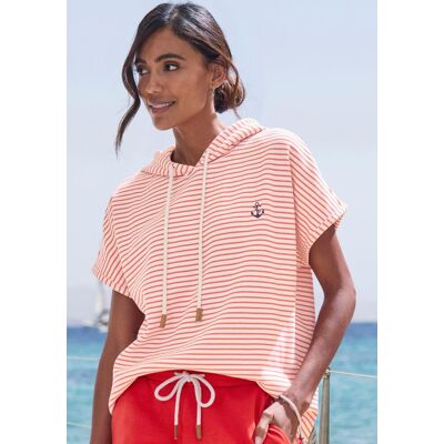 H.I.S. Sweatshirt H.I.S, Damen, Gr. 44/46, rot (rot, sanftes weiß), Sweatware, Obermaterial: 60% Baumwolle, 40% Polyester, gestreift, bequem hüftlang, Rundhals, abgesteppt, Sweatshirts Sweatshirt, gestreift und mit Kapuze, Loungewear H.I.S. Sweatshirt H.I.S, Damen, Gr. 44/46, rot (rot, sanftes weiß), Sweatware, Obermaterial: 60% Baumwolle, 40% Polyester, gestreift, bequem hüftlang, Rundhals, abgesteppt, Sweatshirts Sweatshirt, gestreift und mit Kapuze, Loungewear