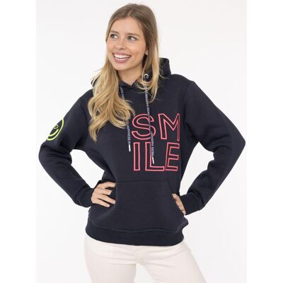 Hoodie ZWILLINGSHERZ "Alissa 2.0", Damen, Gr. L, blau (marine), Sweatware, Obermaterial: 50% Baumwolle, 50% Polyester, bedruckt, unifarben, hüftbedeckend, ohne Ausschnitt, Rippbündchen, Sweatshirts Hoodie, mit SMILE Stickerei vorne und hinten Hoodie ZWILLINGSHERZ "Alissa 2.0", Damen, Gr. L, blau (marine), Sweatware, Obermaterial: 50% Baumwolle, 50% Polyester, bedruckt, unifarben, hüftbedeckend, ohne Ausschnitt, Rippbündchen, Sweatshirts Hoodie, mit SMILE Stickerei vorne und hinten
