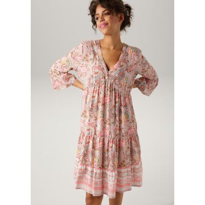 Tunikakleid ANISTON CASUAL, Damen, Gr. 38, N-Gr, rosa (altrosa, pink, wollweiß, türkis, orange, braun, smaragd, rosa), Web, Obermaterial: 100% Viskose, Paisley, bedruckt, geblümt, lässig geschnitten kniefrei, V-Ausschnitt, Volant, Kleider Tunikakleid, mit Tunikakleid ANISTON CASUAL, Damen, Gr. 38, N-Gr, rosa (altrosa, pink, wollweiß, türkis, orange, braun, smaragd, rosa), Web, Obermaterial: 100% Viskose, Paisley, bedruckt, geblümt, lässig geschnitten kniefrei, V-Ausschnitt, Volant, Kleider Tunikakleid, mit