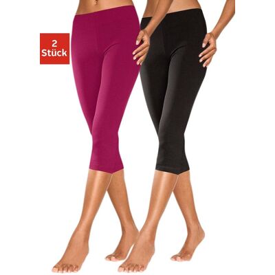 Caprileggings VIVANCE ACTIVE, Damen, Gr. 40/42, N-Gr, rosa (1x himbeere, 1x schwarz), Single Jersey, Obermaterial: 95% Baumwolle, 5% Elasthan, unifarben, Basic, eng 3/4-Länge, Hosen Caprileggings, mit Gummibund, Loungewear Caprileggings VIVANCE ACTIVE, Damen, Gr. 40/42, N-Gr, rosa (1x himbeere, 1x schwarz), Single Jersey, Obermaterial: 95% Baumwolle, 5% Elasthan, unifarben, Basic, eng 3/4-Länge, Hosen Caprileggings, mit Gummibund, Loungewear