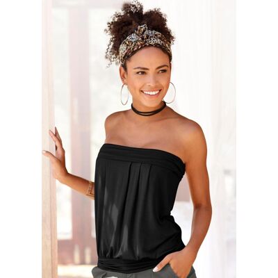 Bandeautop LASCANA, Damen, Gr. 32/34, schwarz, Jersey, Obermaterial: 95% Viskose, 5% Elasthan, unifarben, figurumspielend hüftlang, Tops Bandeautop, mit schmeichelnder Raffung, schulterfrei, elastisch Bandeautop LASCANA, Damen, Gr. 32/34, schwarz, Jersey, Obermaterial: 95% Viskose, 5% Elasthan, unifarben, figurumspielend hüftlang, Tops Bandeautop, mit schmeichelnder Raffung, schulterfrei, elastisch