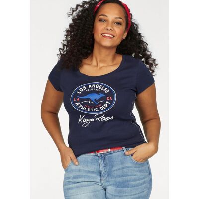 T-Shirt KANGAROOS, Damen, Gr. 44/46, blau (marine), Rippware, Obermaterial: 100% Baumwolle, bedruckt, kontrastfarbene Details, sehr figurbetont hüftbedeckend, Rundhals, Shirts T-Shirt, Kurzarm, sehr figurbetont, im Vintage-Design, Rundhalsausschnitt T-Shirt KANGAROOS, Damen, Gr. 44/46, blau (marine), Rippware, Obermaterial: 100% Baumwolle, bedruckt, kontrastfarbene Details, sehr figurbetont hüftbedeckend, Rundhals, Shirts T-Shirt, Kurzarm, sehr figurbetont, im Vintage-Design, Rundhalsausschnitt
