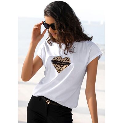 Kurzarmshirt VENICE BEACH, Damen, Gr. 44/46, weiss (weiß), Jersey, Obermaterial: 100% Baumwolle, unifarben mit Farbeinsatz, figurumspielend hüftlang, Rundhals, Aufschlag, Shirts Kurzarmshirt, mit Frontprint, T-Shirt aus Baumwolle, lockere Passform Kurzarmshirt VENICE BEACH, Damen, Gr. 44/46, weiss (weiß), Jersey, Obermaterial: 100% Baumwolle, unifarben mit Farbeinsatz, figurumspielend hüftlang, Rundhals, Aufschlag, Shirts Kurzarmshirt, mit Frontprint, T-Shirt aus Baumwolle, lockere Passform