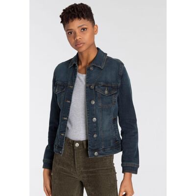 Jeansjacke ARIZONA, Damen, Gr. 38, blau (dunkelblau us), Denim/Jeans, Obermaterial: 98% Baumwolle, 2% Elasthan, Basic, figurbetont kurz, abgestepptes Bündchen mit Knöpfen, Jacken Jeansjacke, aus Baumwollmischung, figurbetont, in Stretch-Qualität Jeansjacke ARIZONA, Damen, Gr. 38, blau (dunkelblau us), Denim/Jeans, Obermaterial: 98% Baumwolle, 2% Elasthan, Basic, figurbetont kurz, abgestepptes Bündchen mit Knöpfen, Jacken Jeansjacke, aus Baumwollmischung, figurbetont, in Stretch-Qualität