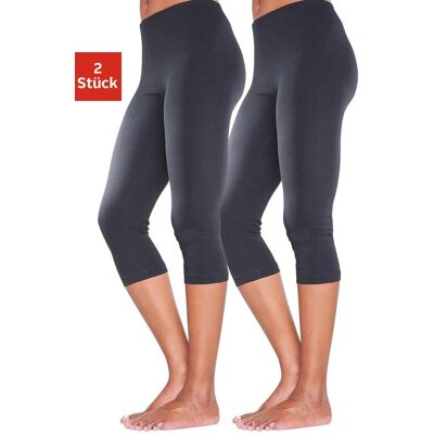 Caprileggings VIVANCE ACTIVE, Damen, Gr. 32/34, N-Gr, schwarz (2x schwarz), Single Jersey, Obermaterial: 95% Baumwolle, 5% Elasthan, unifarben, Basic, eng 3/4-Länge, Hosen Caprileggings, mit Gummibund, Loungewear Caprileggings VIVANCE ACTIVE, Damen, Gr. 32/34, N-Gr, schwarz (2x schwarz), Single Jersey, Obermaterial: 95% Baumwolle, 5% Elasthan, unifarben, Basic, eng 3/4-Länge, Hosen Caprileggings, mit Gummibund, Loungewear