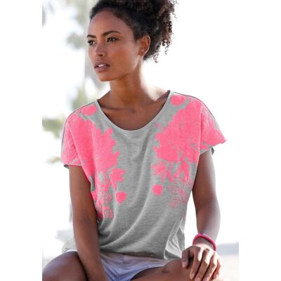 T-Shirt VIVANCE, Damen, Gr. 48/50, grau meliert, Jersey, Obermaterial: 65% Polyester, 35% Viskose, bedruckt, figurumspielend hüftlang, Rundhals, Shirts T-Shirt, mit Neonprint, Kurzarmshirt, lockere Passform T-Shirt VIVANCE, Damen, Gr. 48/50, grau meliert, Jersey, Obermaterial: 65% Polyester, 35% Viskose, bedruckt, figurumspielend hüftlang, Rundhals, Shirts T-Shirt, mit Neonprint, Kurzarmshirt, lockere Passform