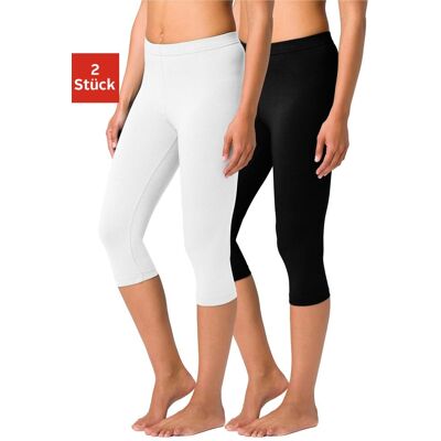 Caprileggings VIVANCE ACTIVE, Damen, Gr. 36/38, N-Gr, schwarz (1x weiß, 1x schwarz), Single Jersey, Obermaterial: 95% Baumwolle, 5% Elasthan, unifarben, Basic, eng 3/4-Länge, Hosen Caprileggings, mit Gummibund, Loungewear Caprileggings VIVANCE ACTIVE, Damen, Gr. 36/38, N-Gr, schwarz (1x weiß, 1x schwarz), Single Jersey, Obermaterial: 95% Baumwolle, 5% Elasthan, unifarben, Basic, eng 3/4-Länge, Hosen Caprileggings, mit Gummibund, Loungewear