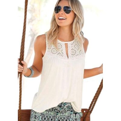 Strandtop LASCANA, Damen, Gr. 32/34, beige (creme), Jersey, Obermaterial: 95% Viskose, 5% Elasthan. Spitze: 65% Baumwolle, 35% Polyamid, A-Linie hüftlang, V-Ausschnitt, Tops Strandtop, mit Spitzeneinsätzen, Damentop aus Baumwoll-Mix Strandtop LASCANA, Damen, Gr. 32/34, beige (creme), Jersey, Obermaterial: 95% Viskose, 5% Elasthan. Spitze: 65% Baumwolle, 35% Polyamid, A-Linie hüftlang, V-Ausschnitt, Tops Strandtop, mit Spitzeneinsätzen, Damentop aus Baumwoll-Mix
