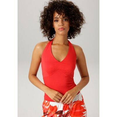 Neckholdertop ANISTON CASUAL, Damen, Gr. 44, rot, Single Jersey, Obermaterial: 95% Viskose, 5% Elasthan, unifarben, sehr figurbetont taillenbedeckt, V-Ausschnitt, Tops Neckholdertop, mit Trägern zum Knoten Neckholdertop ANISTON CASUAL, Damen, Gr. 44, rot, Single Jersey, Obermaterial: 95% Viskose, 5% Elasthan, unifarben, sehr figurbetont taillenbedeckt, V-Ausschnitt, Tops Neckholdertop, mit Trägern zum Knoten