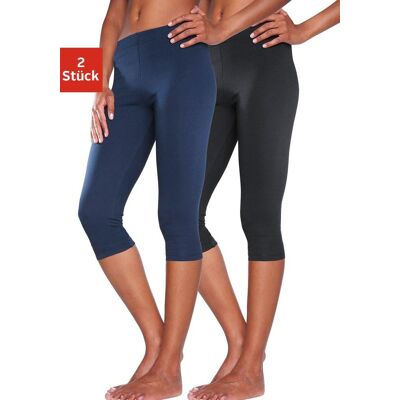 Caprileggings VIVANCE ACTIVE, Damen, Gr. 48/50, N-Gr, blau (1x marine, 1x schwarz), Single Jersey, Obermaterial: 95% Baumwolle, 5% Elasthan, unifarben, Basic, eng 3/4-Länge, Hosen Caprileggings, mit Gummibund, Loungewear Caprileggings VIVANCE ACTIVE, Damen, Gr. 48/50, N-Gr, blau (1x marine, 1x schwarz), Single Jersey, Obermaterial: 95% Baumwolle, 5% Elasthan, unifarben, Basic, eng 3/4-Länge, Hosen Caprileggings, mit Gummibund, Loungewear