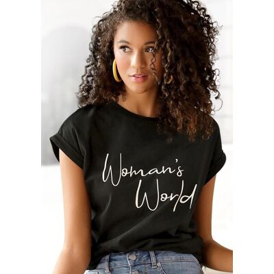 T-Shirt LASCANA, Damen, Gr. 36/38, schwarz, Single Jersey, Obermaterial: 100% Baumwolle, unifarben, figurumspielend hüftlang, Rundhals, Aufschlag, Shirts T-Shirt, mit Frontprint, Kurzarmshirt aus Baumwolle, Basic T-Shirt LASCANA, Damen, Gr. 36/38, schwarz, Single Jersey, Obermaterial: 100% Baumwolle, unifarben, figurumspielend hüftlang, Rundhals, Aufschlag, Shirts T-Shirt, mit Frontprint, Kurzarmshirt aus Baumwolle, Basic
