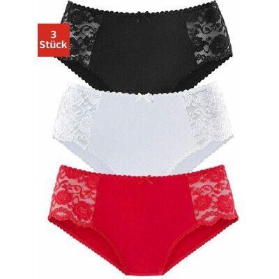 Hüftslip PETITE FLEUR, Damen, Gr. 48/50, rot (rot, schwarz, weiß), Jersey, Obermaterial: 93% Baumwolle, 7% Elasthan. Spitze: 95% Polyamid, 5% Elasthan, unifarben, körpernah, Unterhosen Hüftslip, aus elastischer Baumwoll-Qualität Hüftslip PETITE FLEUR, Damen, Gr. 48/50, rot (rot, schwarz, weiß), Jersey, Obermaterial: 93% Baumwolle, 7% Elasthan. Spitze: 95% Polyamid, 5% Elasthan, unifarben, körpernah, Unterhosen Hüftslip, aus elastischer Baumwoll-Qualität