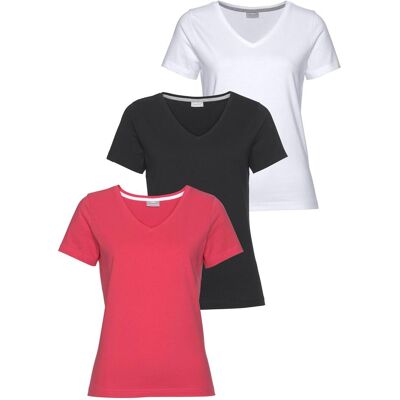 T-Shirt EASTWIND, Damen, Gr. 40/42, bunt (schwarz, koralle, weiß), Single Jersey, Obermaterial: 100% Baumwolle, clean, unifarben, Basic, figurumspielend hüftlang, abgesteppt, Shirts T-Shirt, Kurzarm, figurumspielend, aus Baumwolle, im 3er-Pack T-Shirt EASTWIND, Damen, Gr. 40/42, bunt (schwarz, koralle, weiß), Single Jersey, Obermaterial: 100% Baumwolle, clean, unifarben, Basic, figurumspielend hüftlang, abgesteppt, Shirts T-Shirt, Kurzarm, figurumspielend, aus Baumwolle, im 3er-Pack